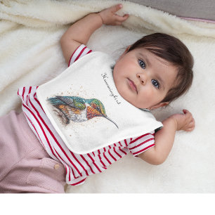 Jeweled Hummingbird Serenade, custom Baby Bib
