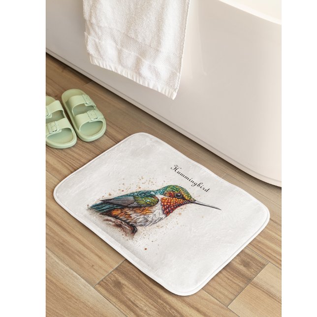 Jeweled Hummingbird Serenade, custom Bath Mat (Creator Uploaded)