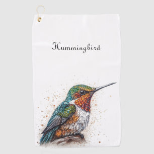Jeweled Hummingbird Serenade, custom Golf Towel