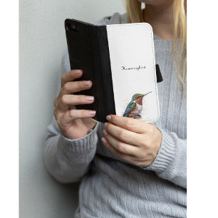 Jeweled Hummingbird Serenade, custom iPhone 8/7 Wallet Case