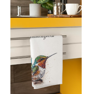 Jeweled Hummingbird Serenade, custom Kitchen Towel
