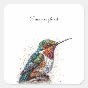 Jeweled Hummingbird Serenade, custom Square Sticker