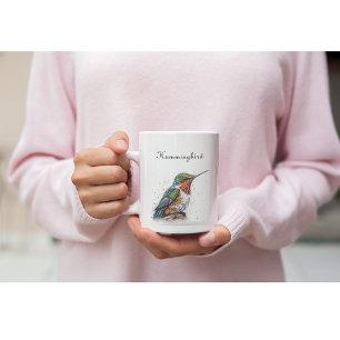 Jeweled Hummingbird Serenade, custom Two-Tone Coffee Mug