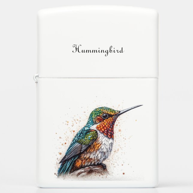 Jeweled Hummingbird Serenade, custom Zippo Lighter (Front)
