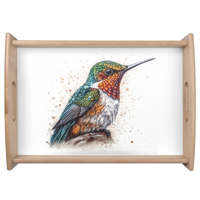 Jeweled Hummingbird Serenade Serving Tray (Front)