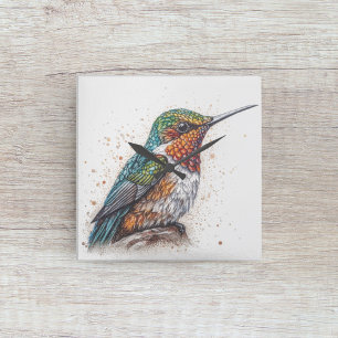 Jeweled Hummingbird Serenade Square Wall Clock