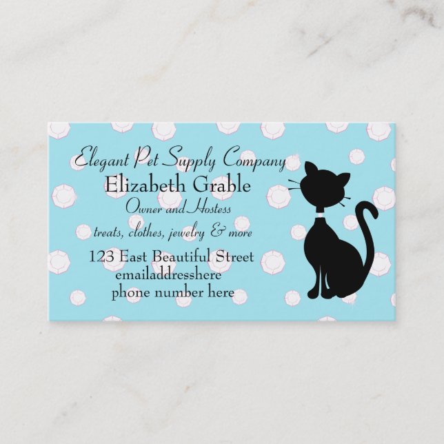 Jeweled Kitty in Blue Appointment Card (Front)