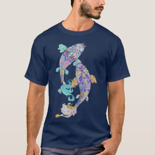 Jeweled Koi Fish Koi Lover Turquoise Purple Pink T-Shirt