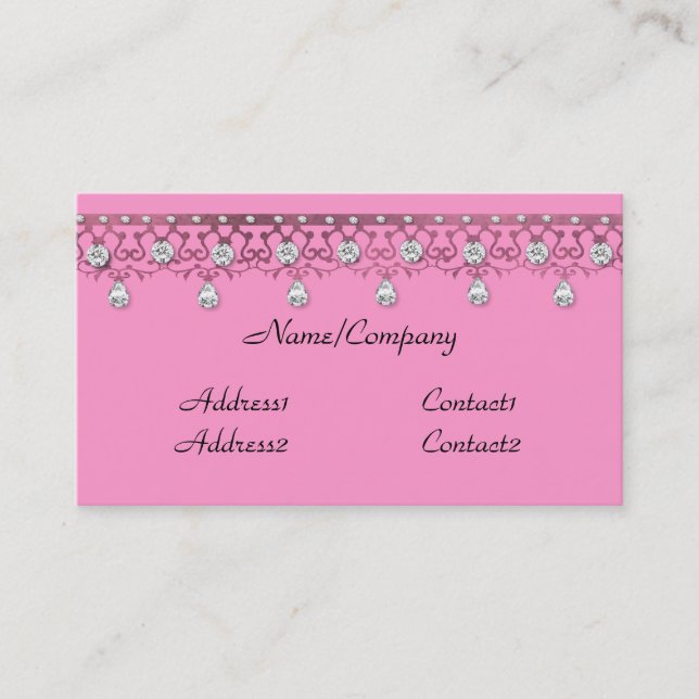 Jeweled Lace Pink Business Card (Front)