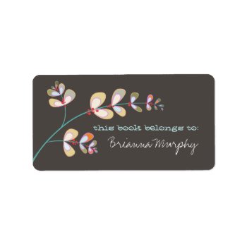 Jeweled Leaves Bookplate Labels by pixiestick at Zazzle