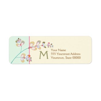Jeweled Leaves Monogrammed Return Address Labels by pixiestick at Zazzle