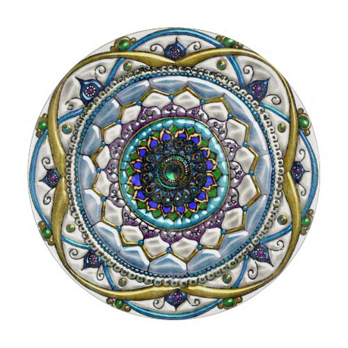 Jeweled Mandala Exotic Party Plate Charcuterie Cutting Board