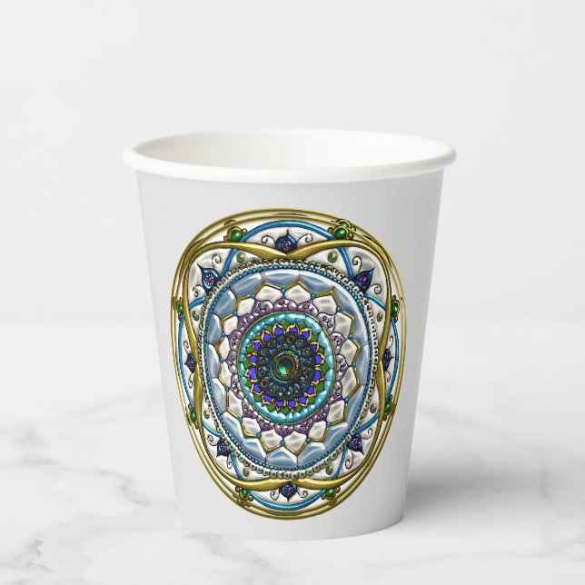 Jeweled Mandala Ornament Paper Cups (Front)