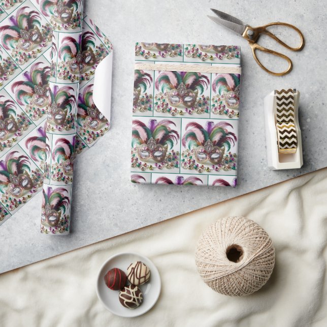 Jeweled Mardi Gras Mask  Wrapping Paper (Crafts)