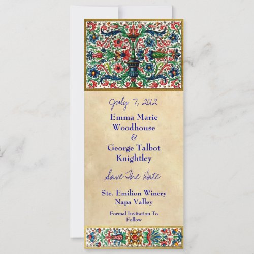 Jeweled Medieval Manuscript  Invitation Card