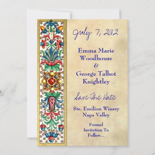 Jeweled Medieval Manuscript  Invitation Card