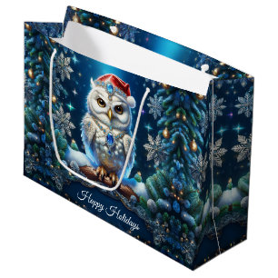 Jeweled Owl with Santa Hat Gift Bag