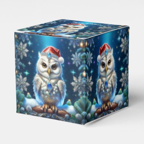 Jeweled Owl with Santa Hat Holiday Favor Box