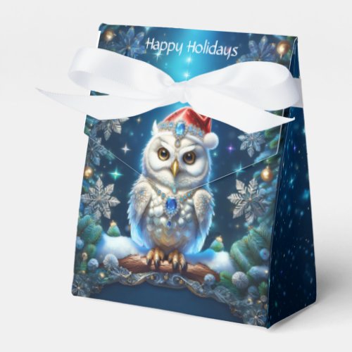 Jeweled Owl with Santa Hat Holiday Favor Box