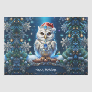 Jeweled Owl with Santa Hat Tissue Paper