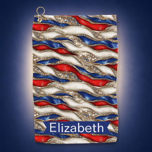 Jeweled Patriotic Strata Personalized Golf Towel
