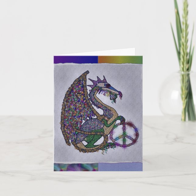 Jeweled Peace Dragon Holiday Card (Front)