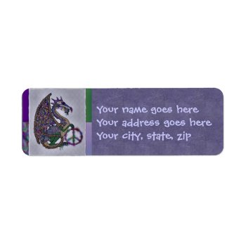 Jeweled Peace Dragon Label by Crazy_Card_Lady at Zazzle