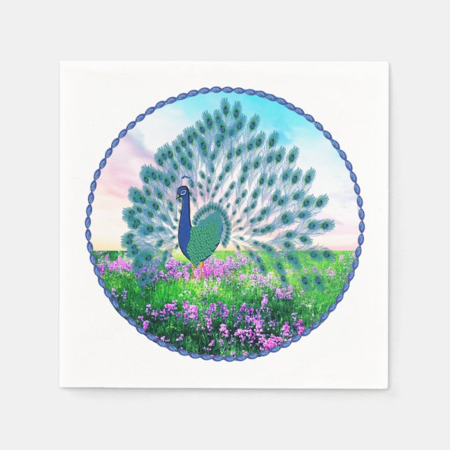 Jeweled Peacock Napkins (Front)