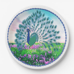 Jeweled Peacock Paper Plates