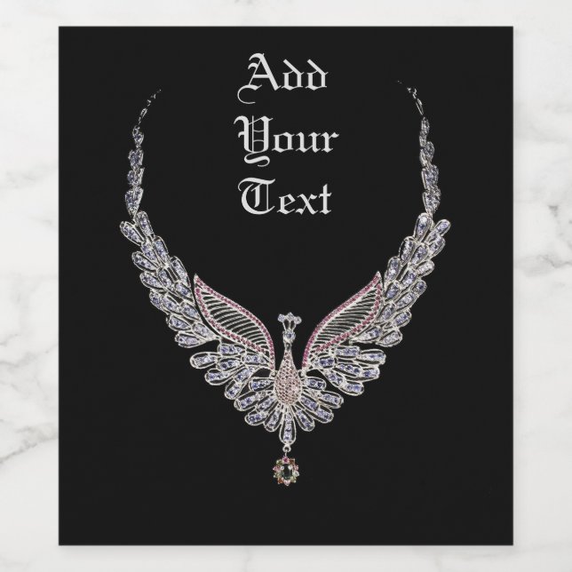 Jeweled Peacock Wine Label (Single Label)