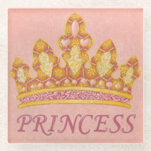 Jeweled Princess Crown by Chariklia Zaris Glass Coaster