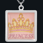 Jeweled Princess Crown by Chariklia Zaris Silver Plated Necklace<br><div class="desc">Know a princess in your life that deserves a crown? Then purchase this print from Chariklia Zarris. It features an enchanting jeweled crown with the word "Princess" underneath. A fantastic gift for the royalty in your life!</div>