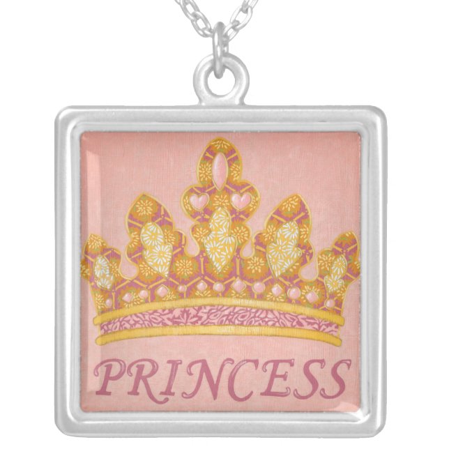 Jeweled Princess Crown by Chariklia Zaris Silver Plated Necklace (Front)