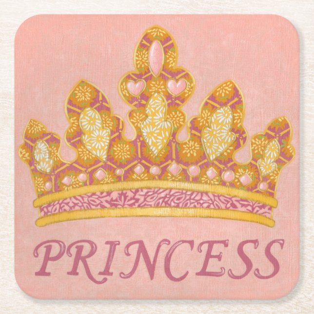 Jeweled Princess Crown by Chariklia Zaris Square Paper Coaster (Front)