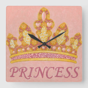 Jeweled Princess Crown by Chariklia Zaris Square Wall Clock