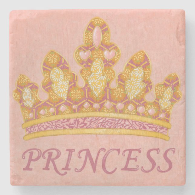 Jeweled Princess Crown by Chariklia Zaris Stone Coaster (Front)