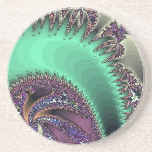 Jeweled Purple With Aqua Drink Coaster (Front)