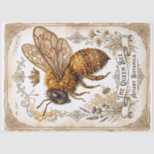 Jeweled Queen Bee Botanical Decoupage  Tissue Paper