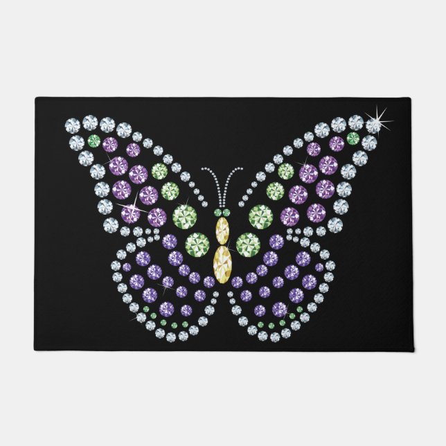 Jeweled Rhinestone Butterfly Rug (Front)