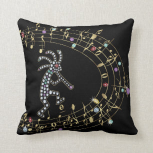 Jeweled Rhinestone Kokopelli Throw Pillow
