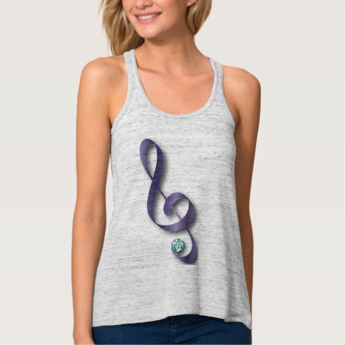 Jeweled Rhinestone Music Note Tank Top