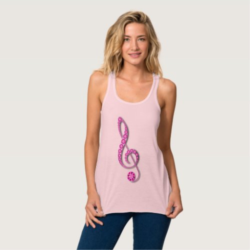 Jeweled Rhinestone Music Note Tank Top