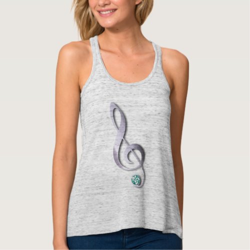 Jeweled Rhinestone Music Note Tank Top