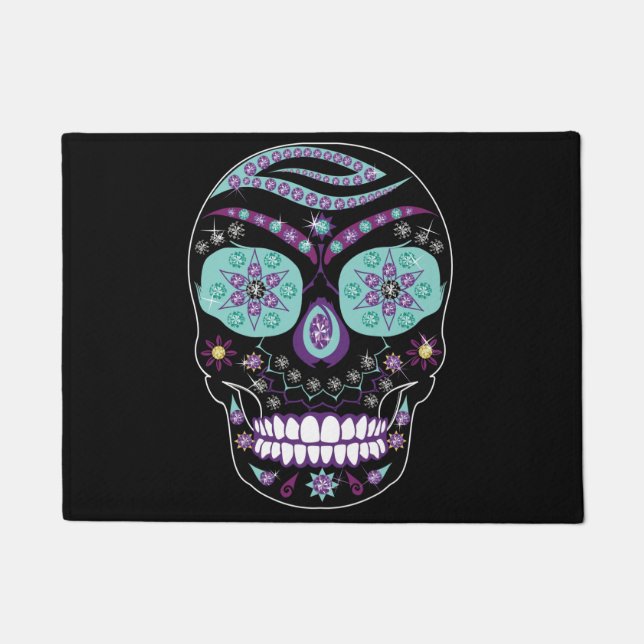 Jeweled Rhinestone Skull Rug (Front)