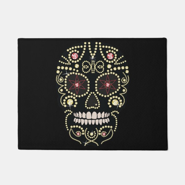 Jeweled Rhinestone Skull Rug (Front)