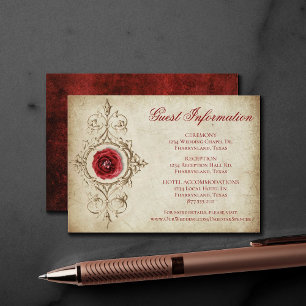 Jeweled Rose Vintage Crimson Grunge Guest Detail Enclosure Card