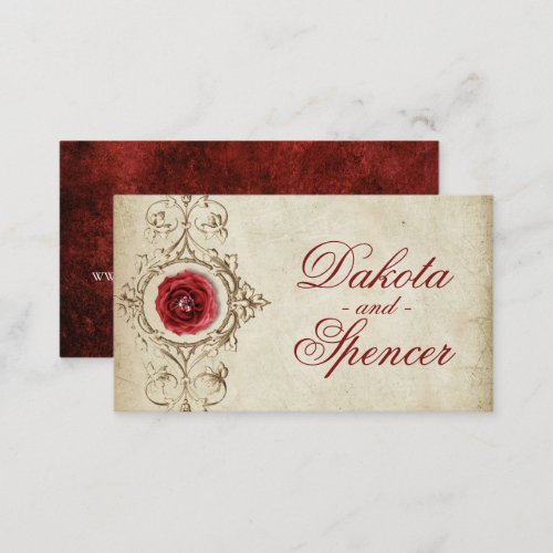 Jeweled Rose  Vintage Grunge Crimson Red Website Enclosure Card
