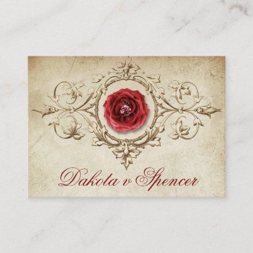 Jeweled Rose  Vintage Grunge Crimson Wishing Well Enclosure Card