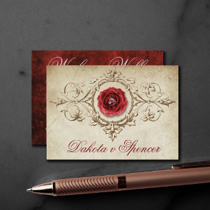 Jeweled Rose Vintage Grunge Crimson Wishing Well Enclosure Card