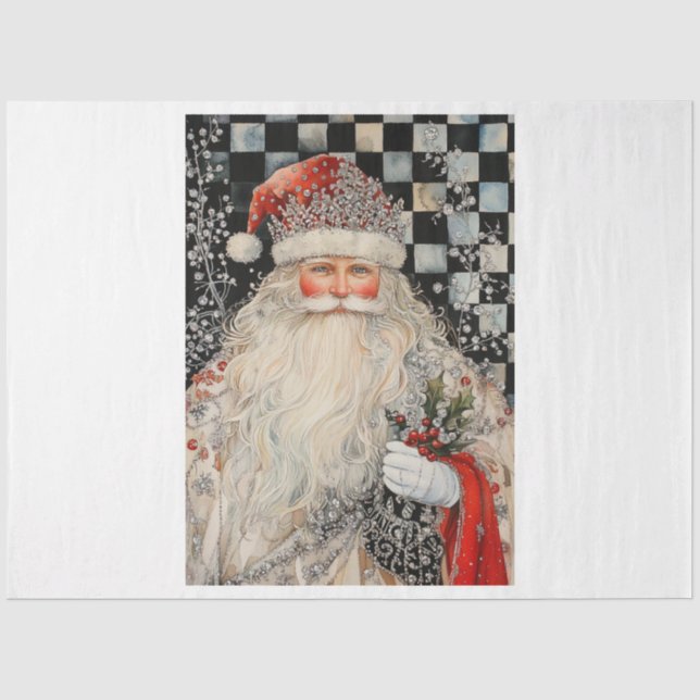 Jeweled Santa Tissue Paper (Front)
